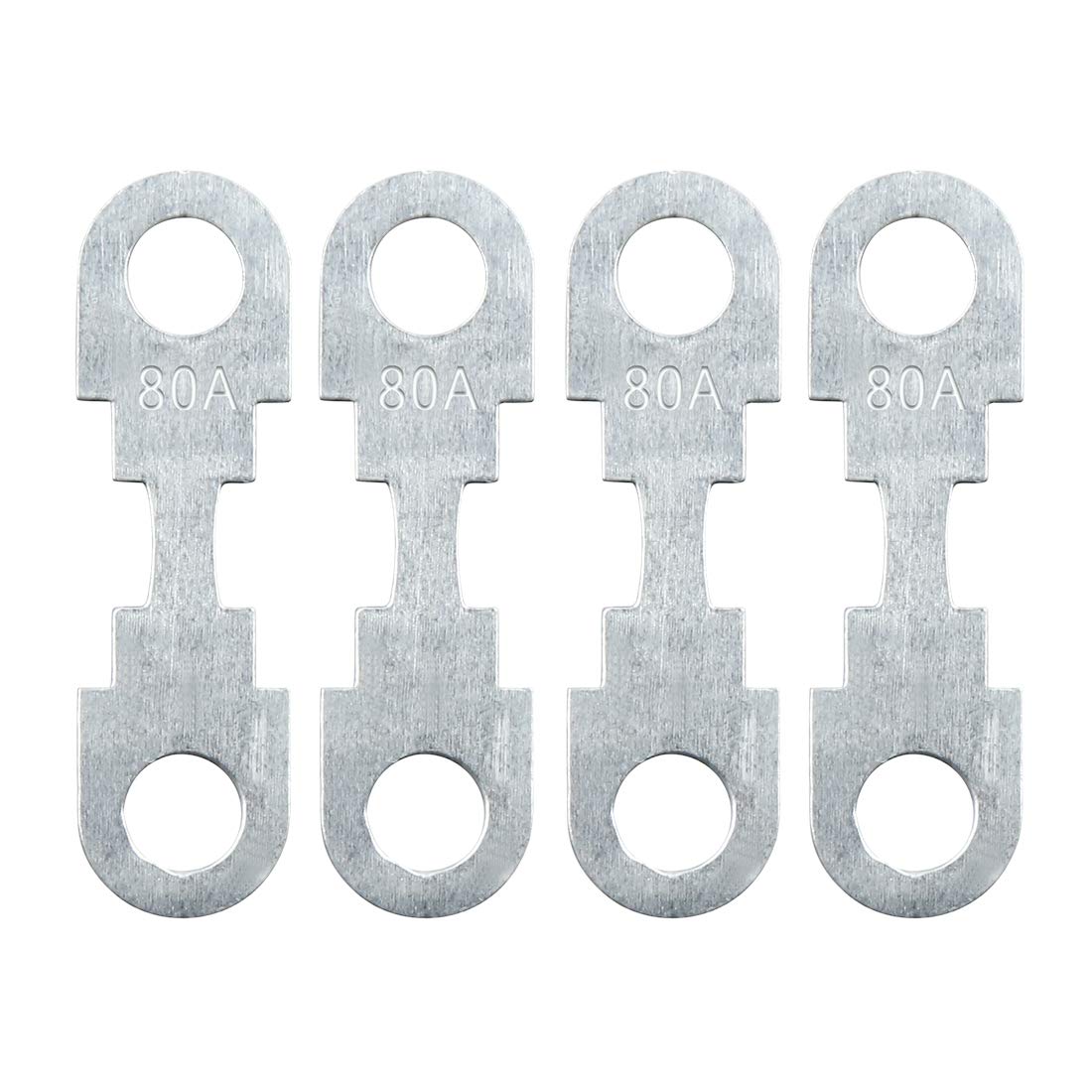 sourcingmap 4pcs 80A Car Flat Fuse Strip Accessories Metal Silver Tone DC 32V