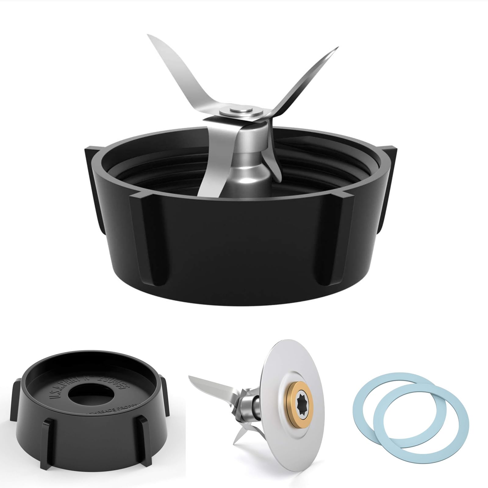 Photo 1 of for Oster Blender Replacement Parts Blender Blade with Jar Base Cap and 2 Rubber O Ring Seal Gasket Accessory Refresh Kit by XOOBIU