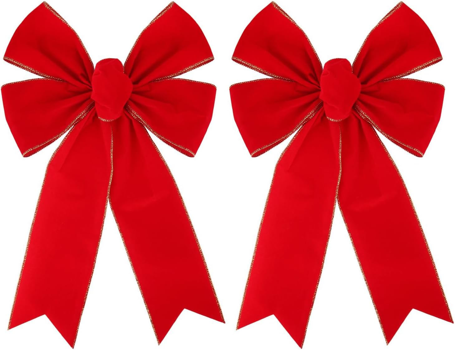 Bows & Ribbons - Meseey 2 Pieces Christmas Red Bow Wired Xmas Wreath Bows 12