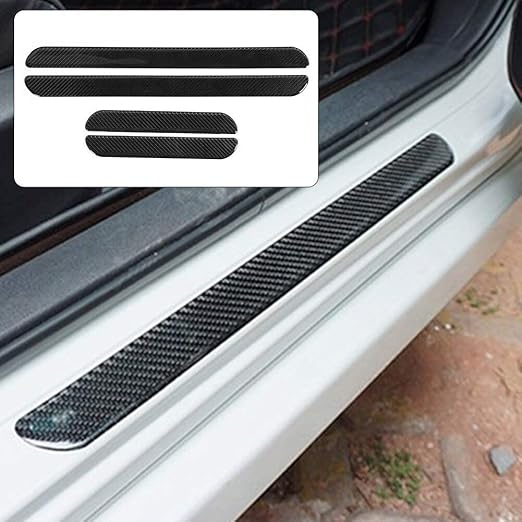 4pcs Soft Carbon Fiber Exterior Door Sill Pedal Cover Trim