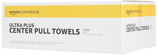 AMAZONCOMMERCIAL 2-PLY SOFT, ABSORBENT CENTERPULL PAPER TOWELS COMPATIBLE WITH UNIVERSAL DISPENSERS, FSC CERTIFIED, 7.6 X 9 IN, 6 ROLLS, 600 TOWELS PER ROLL