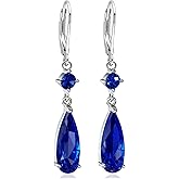 Trendy Leverback Cubic Zirconia Teardrop Dangle Drop Earrings for Women 14K White Gold Plated Hypoallergenic Jewelry(with Gift Box)