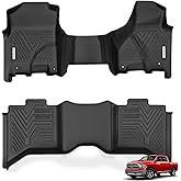YITAMOTOR Floor Mats Fit for 2013-2018 Dodge Ram 1500/2500/3500 Bench Seat Crew Cab & 2019-2024 Ram 1500 Classic Crew Cab, Custom Fit TPE All-Weather Heavy Duty Floor Liners, 1st & 2nd Row Mats, Black