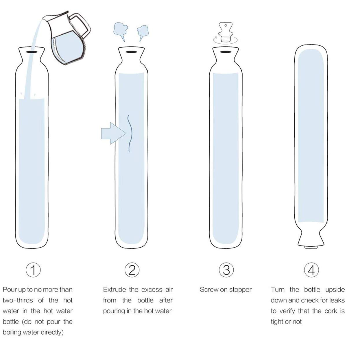 2L Long Hot Water Bottle with Super Soft Fabric Knitted Cover Hot Water Bottle Pure Natural Rubber-72 cm for Back, Neck, Legs (Pink)