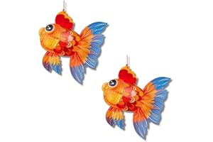 SHPTDJTIC Chinese New Year Paper Lantern, Chinese Lanterns New Year Decorative Lucky Fish Red Paper Lanterns, Craft Stuff for Kids, Festival Decorations for lunar New Year,mid Autumn Festival Decorations（2PACK）