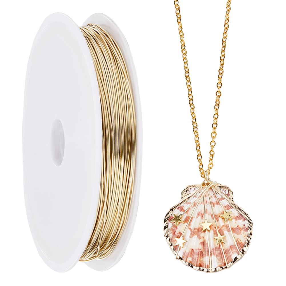 SUNNYCLUE 25M Real 14K Gold Plated Copper Jewellery Wire 0.6mm 22 Gauge Copper Wires Crafting Wire Copper Beading Wire Beading Craft Wire Copper Wire for Jewellery Making Wrapping Sculpting Wrapping