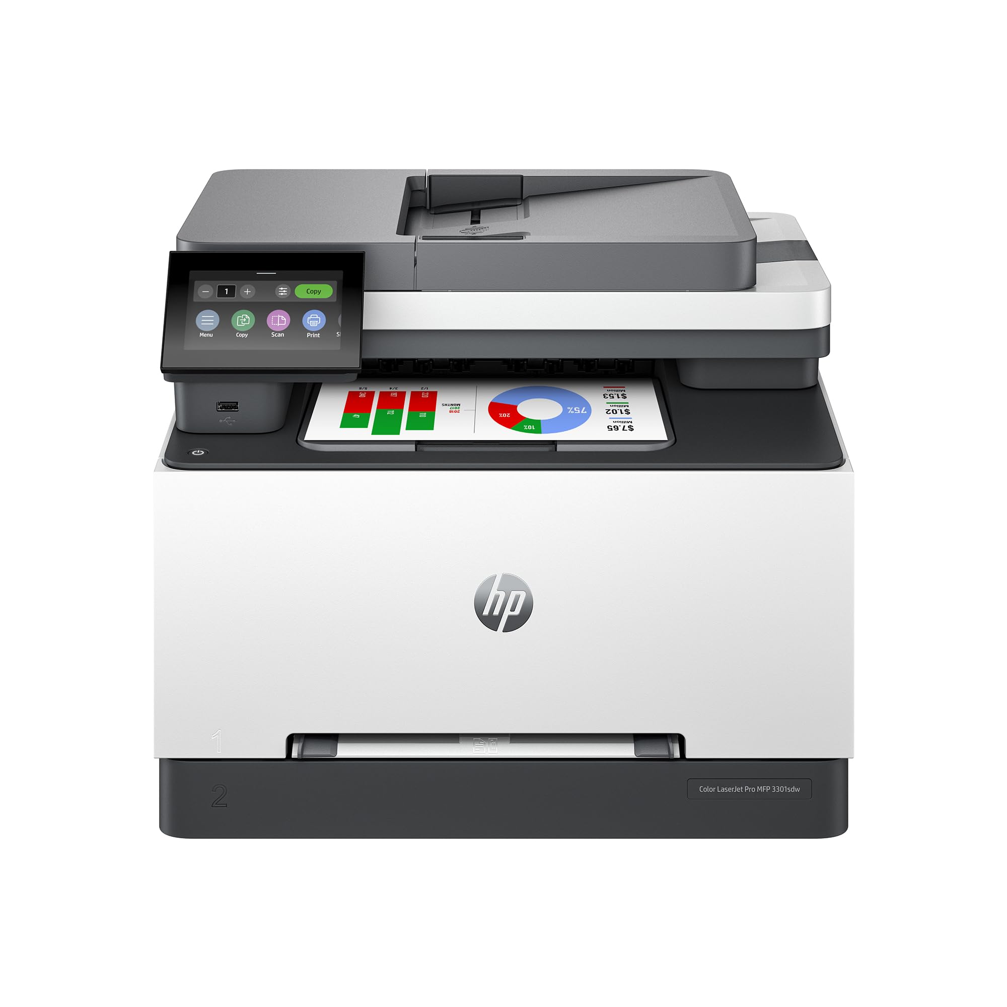 HP Color Laserjet Pro MFP 3301sdw Wireless All-in-One Color Laser Printer, Office Printer, Scanner, Copier, ADF, Duplex, Best for Office (499Q3F)