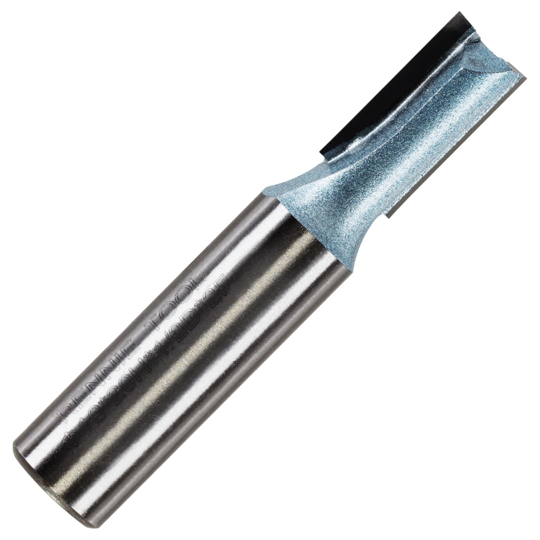 Rennie Tools - 10mm Cutting Diameter x 20mm Flute x 1/2" Shank TCT Tipped 2 Flute Straight Router Cutter Bit. Compatible With Makita Trend Festool Hikoki Dewalt Router Etc. 10mm Router Bit