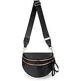 Pure Colour Crossbody Bag Bum Bag for Women,Spacious Purse Fanny Packs Belt Bag,Oversized Bum Bag (Colour Bum Bag-Black)