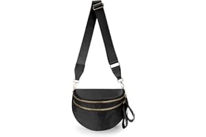 MEISEY Pure Colour Crossbody Bag Bum Bag for Women,Spacious Purse Fanny Packs Belt Bag,Oversized Bum Bag (Colour Bum Bag-Black)