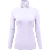 AUHEGN Women's Long Sleeve Lightweight Turtleneck Top Slim Fit Pullover T-Shirt (S-XXL)