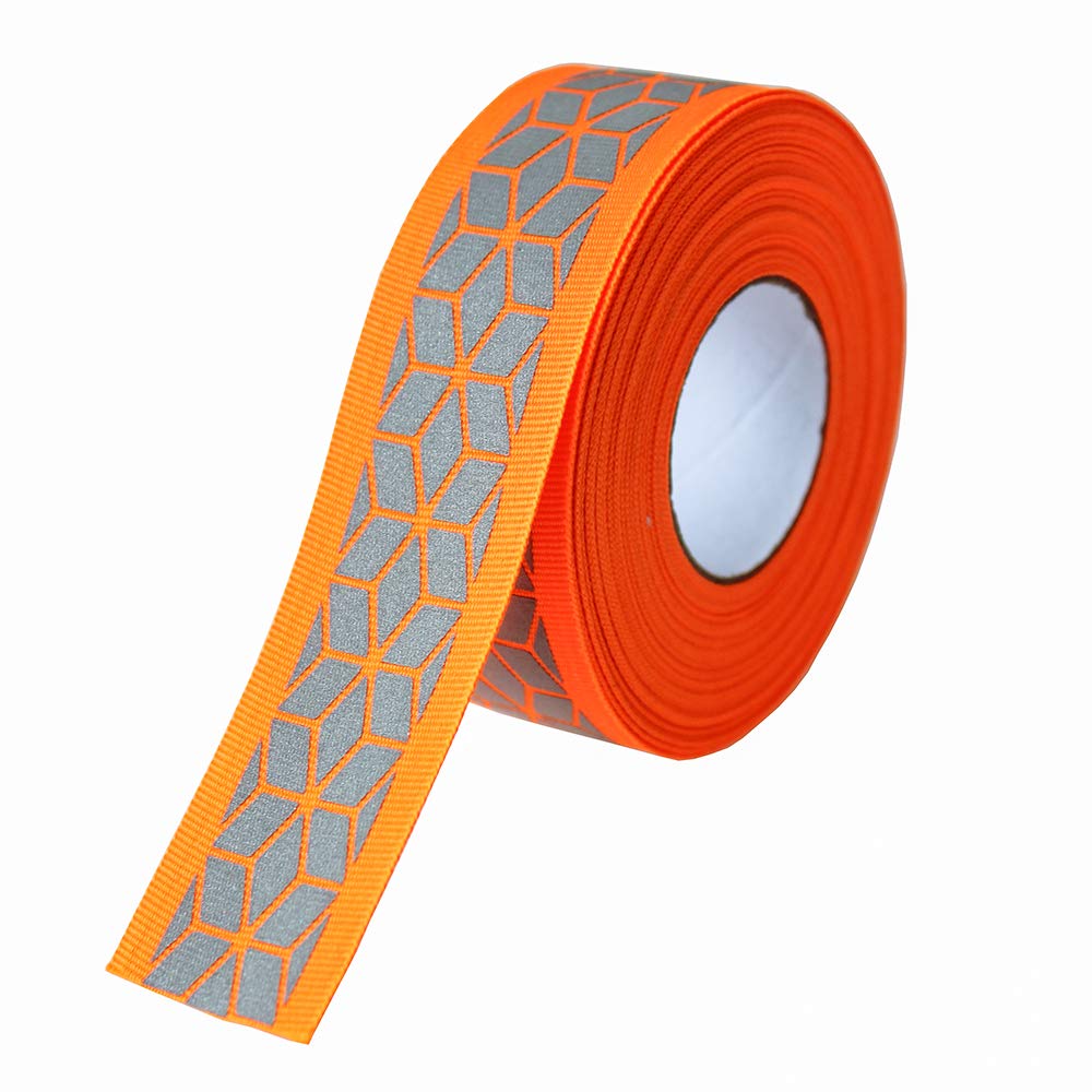 JINBING Silver Sew On Reflective Ribbon Tape for Chothing Safety Fabric Webbing Trim Strip 10yard (Orange)