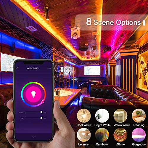 Smart WiFi Light Bulb, Aukora LED Light Bulb Compatible with Amazon Alexa Google Home IFTTT (No Hub Required), E26/E27 60W Equivalent(7W), Color Changing Dimmable Multicolor Light Bulb, 1 Pack