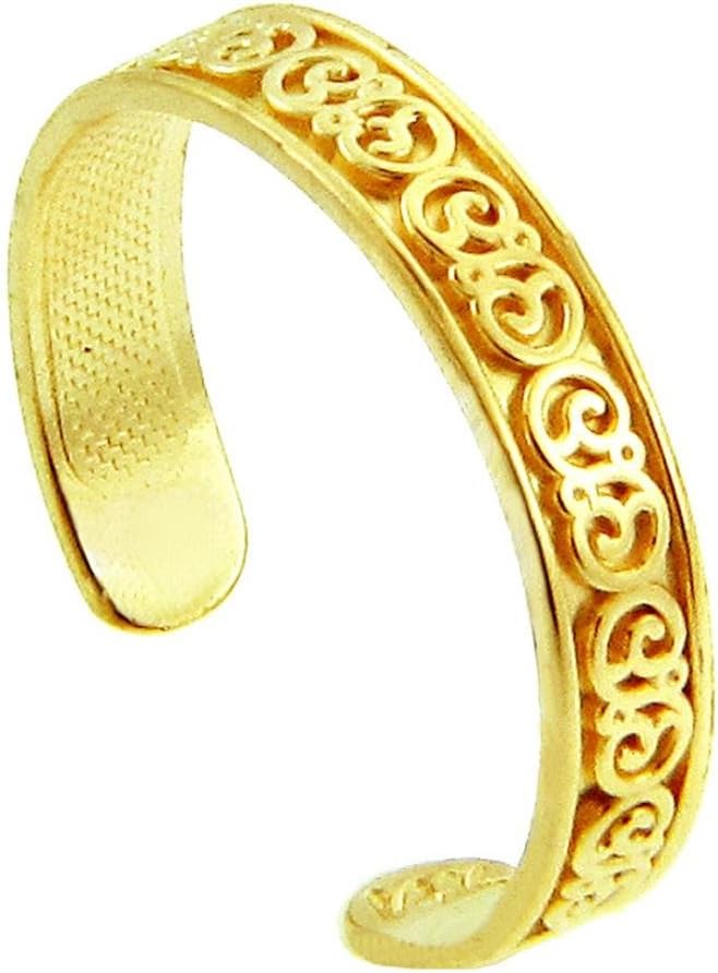 Fancy Floral Yellow Gold Toe Ring (10K Gold)