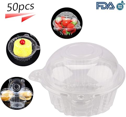 Caja individual de plástico para magdalenas y magdalenas con tapas: Amazon.es: Hogar