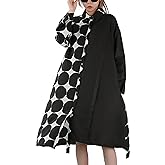 ellazhu Womens Fall Casual Patchwork Funky Long Sleeve Designer Dress Loose Blouse GY2787 A