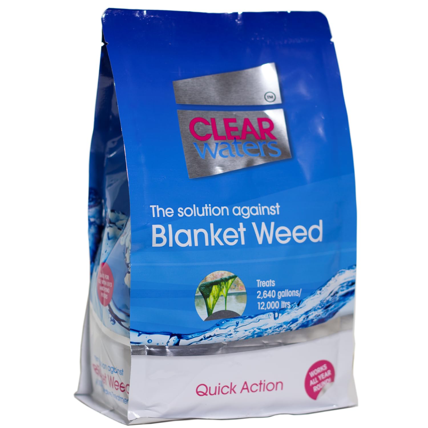 ClearWaters Blanket Weed Treatment for Ponds – 1.2L Bag to Treat 12,000 L/Maintain 96,000 L – Quick Action Pond Weed Treament for Blanket Weed – Pond Cleaner Safe for Fish and Wildlife