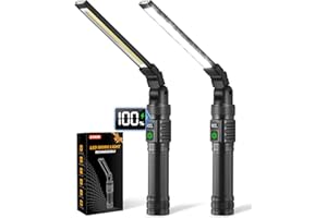 RUBOLIY 2Pack Magnetic Work Light, All Aluminum & 1500 High Lumens Rechargeable Work Light, 7 Mode & 360° Rotation Mechanic Light, Rechargeable Flashlight for Car Repairing, Emergency, Christmas Gifts for Men