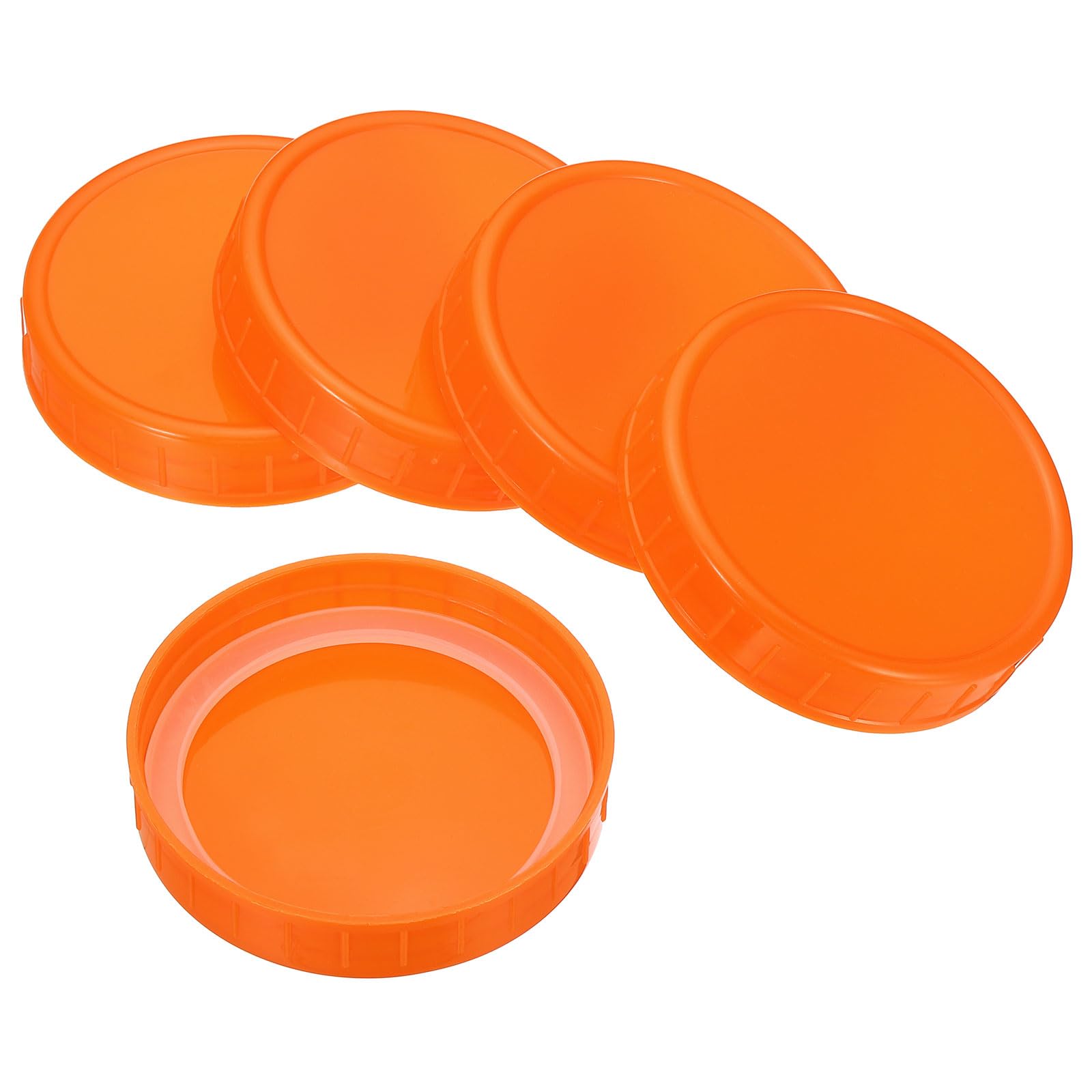 PATIKIL 86mm Wide Mouth Plastic Mason Jar Lids, 1Set/8 Pack Canning Jars Caps with Silicone Sealing Ring for Kitchen Storage, Orange