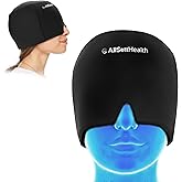 Migraine Relief Cap Ice Head Wrap and Hat | Hot/Cold Gel Pack with Face and Eye Mask Compress for Headache Relief - Black