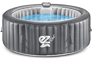 SereneLife Portable Inflatable Hot Tub Spa, 4-Seat Round Heated Pool with 100 Air Jets, Digital Panel, Remote Control, LED Color-Changing Lights and Cover – Ideal for Relaxation and Sleep Support