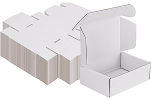 MEBRUDY 6x4x2 Inches Shipping Boxes Pack of 50, Small Corrugated Cardboard Box for Mailing Mailer Packing, All White