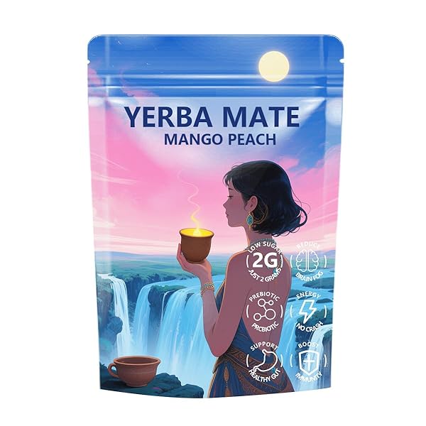 YERBA MATE 3-IN-1 SUPER DRINK TEA POWDER, PROBIOTICS MATCHA, 30 SERVINGS, BRAIN FOG BUSTER ENERGY AND FOCUS SUPPORT (PEACH MANGO)