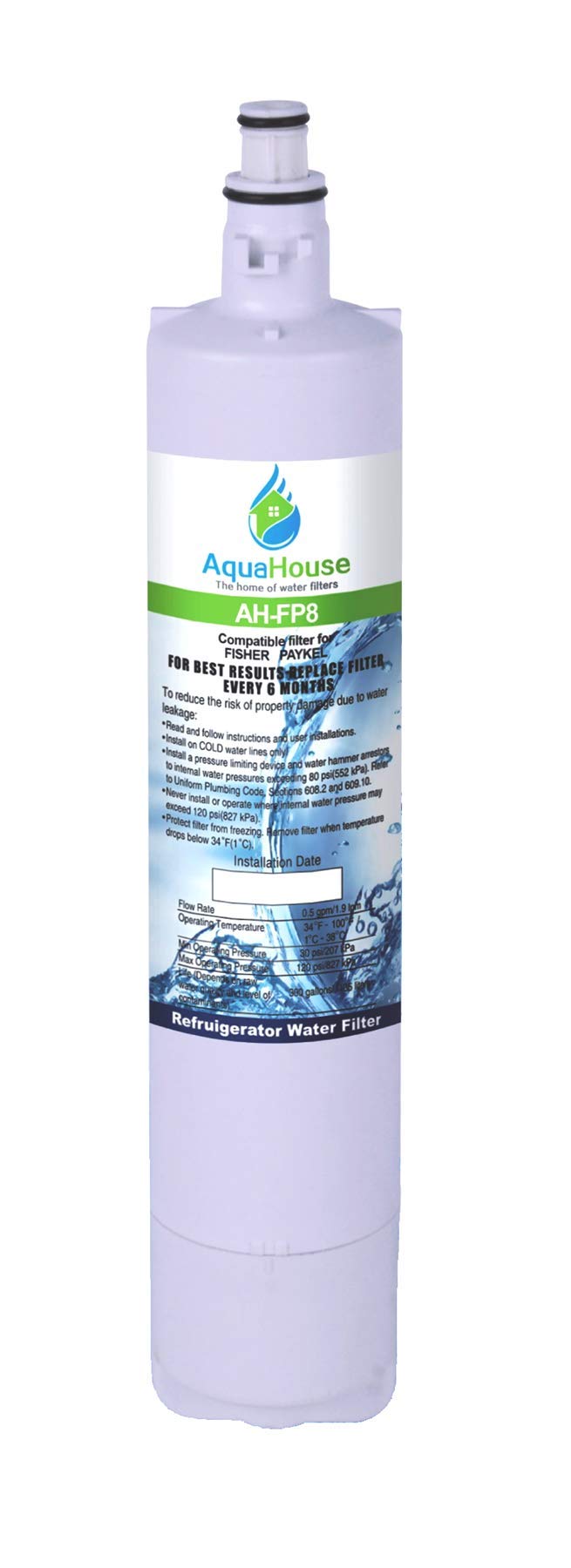 AquaHouse AH-FP8 Compatible with HAIER HRWF and Fisher & Paykel 847200 Refrigerator Water Filter for Activesmart Integrated