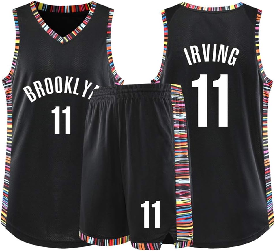 LCY Men's Basketball Jersey - NBA jersey Nets # 11 Irving Adults Kids Unisex Breathable Basketball Clothes Set Sportswear Black
