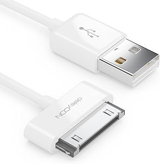 deleyCON1m 30-Pin USB Cable - Dock Connector Sync- Charging- & Data Cable - Compatible with IPhone 4s 4 3Gs 3G IPad IPod - White