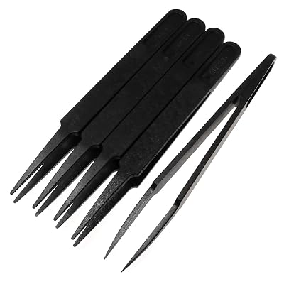 Tweezer 5PCS 4.6 بوصة البلاستيك الأسود المدبب أدوات إصلاح الملقط غير الثابتة للإصلاح الإلكتروني