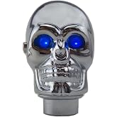 TESWNE Silver Chrome Skull Stick Shift Knob LED Lights Gear Shift Knob Manual Handle Shifter Knobs - Blue Eyes