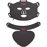 Hooga Red Light Therapy LED Mask and Neck Piece Combo Set, Tri Chip LEDs, 630 nm and 660nm Red & 850nm Near Infrared, Adjustable, USB Type-C Rechargeable