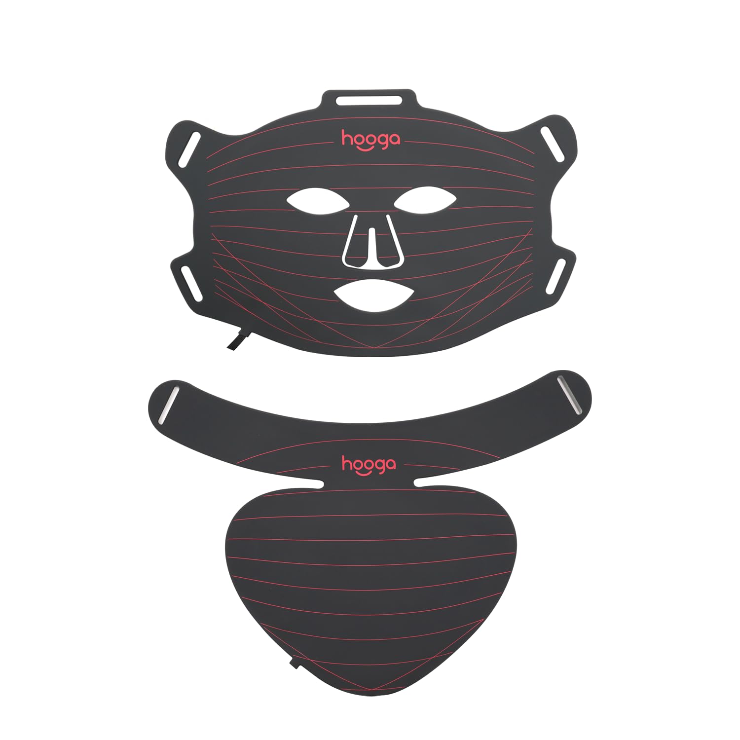 Photo 1 of Hooga Red Light Therapy LED Mask and Neck Piece Combo Set, Tri Chip LEDs, 630 nm and 660nm Red & 850nm Near Infrared, Adjustable, Comfortable, USB Type-C Rechargeable for Wellness and Anti-Aging