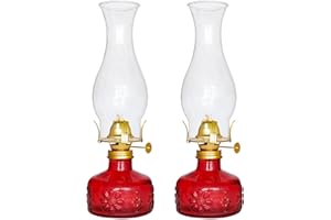 SYOENK 2 Pcs Chamber Oil Lamps, Glass Clear Color Kerosene Lamp for Indoor Use Home Decorative Rustic Hurricane Lamp Oil Lantern 11" Vintage Oil Lamp for Tabletop Decor Lighting