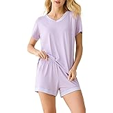 Latuza Women's V-neck Sleepwear Short Sleeve Pajama Set