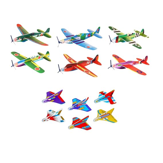 12x Styroporflieger Düsenjäger + Mini Stern / für Jungen und Mädchen Geburtstag / Kindergeburtstag Gastgeschenke / Mitgebsel 