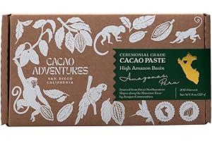Cacao Adventures Ceremonial Cacao Block | 100% Pure Cacao from Peru, Untempered, Unsweetened, Vegan, 8 oz | Ethically sourced and sustainably grown |Melts Easily for Drinking, Rituals & Recipes