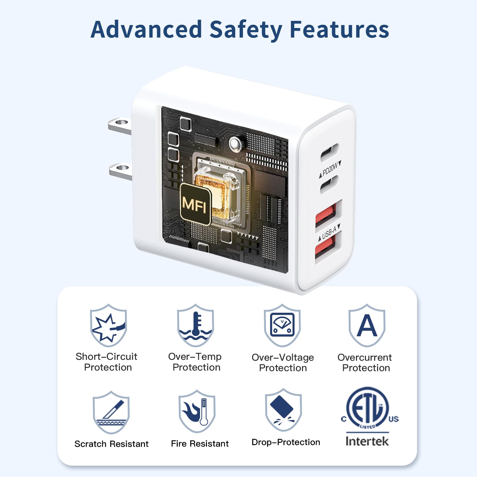 USB C Charger Block 40W, 2Pack 4-Port Type C Fast Charging Blocks PD USBC Plug Adapter + QC USB Wall Charger Cube Multiport Brick Compatible with iPhone 16 15 14 13 12 11 Pro Max XS, Samsung