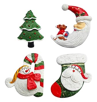 Pack de 4 Navidad imanes de nevera diseño de resina 3d pegatina de ...
