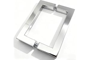 NovaNectar 6" Square Shower Door Handle, Bathroom Back-to-Back Replacement Handles,304 Stainless Steel Pull Hardware for Sliding、Frameless Glass Shower Door, 6 inch-Chrome