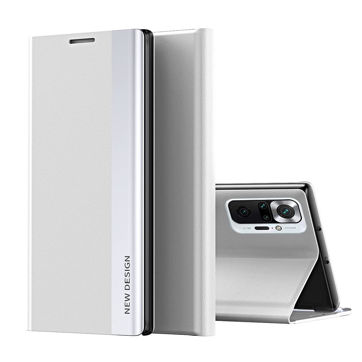 COQUE Case for Xiaomi Redmi Note 10 5G Cover,Smart Flip Cover Side window phone case,Shockproof TPU Phone Cover for Xiaomi Redmi Note 10 5G-Silver