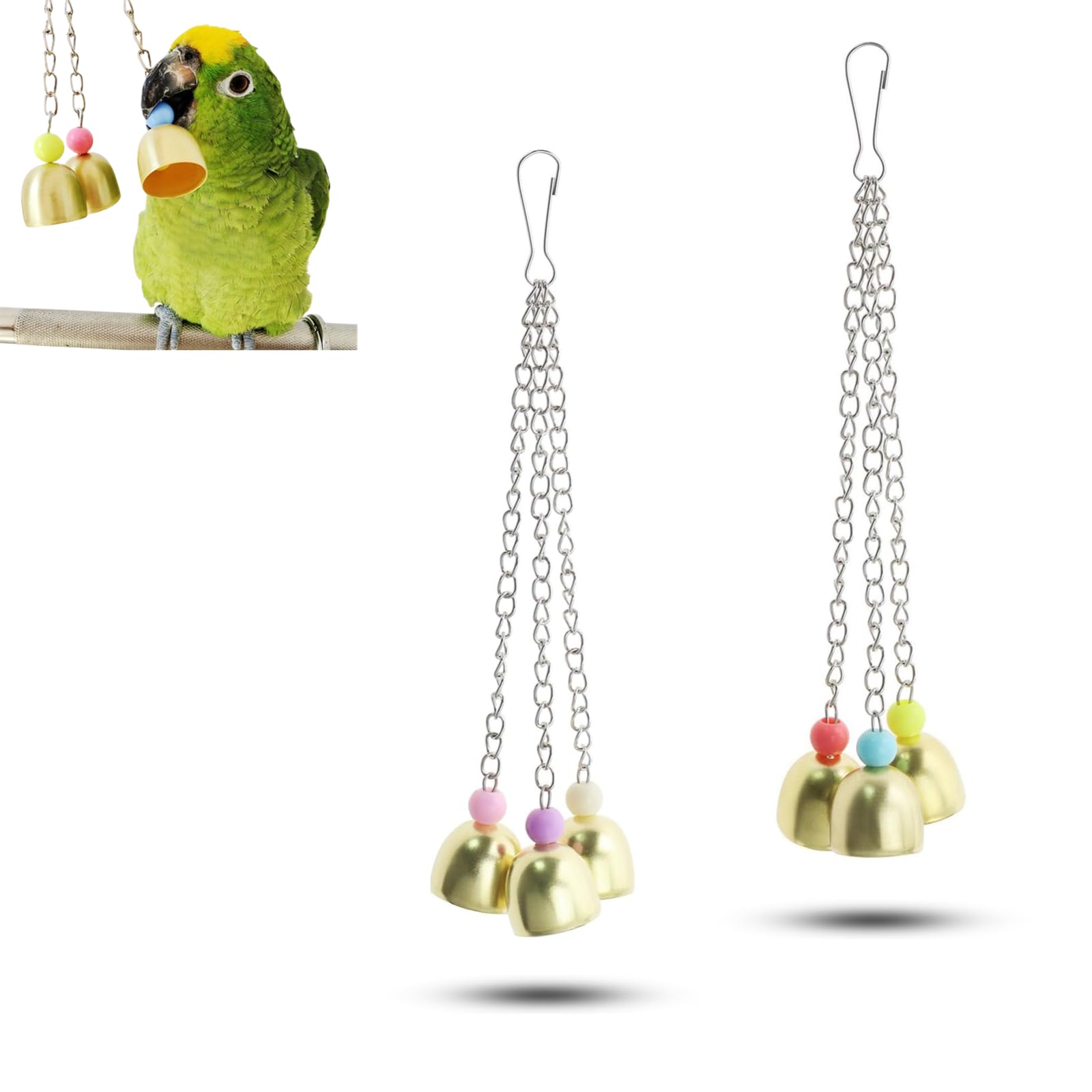 Qinuseaks 2 PCS Parrot Bell Toys Interesting Budgie Toys Bird Toys Alloy Hanging Budgie Toys And Accessories for Small Parrot Macaws Parakeets Love Birds (Random Color)