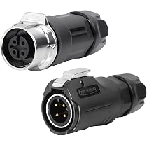 Connecteur étanche M12 IP68 4 Broches CNLINKO LP12 - Boîtier Métal, Raccord Rapide - Pour Applications Industrielles Et Extérieur