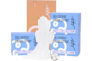 RPE LIFE 100% Organic Overnight Pads for Women, Ultra Thin Extra Heavy Flow Menstrual Sanitary Napkins with Wings Cotton Extra Coverage Period-Pads Super Absorbency Feminine Pad (Overnight, Size 5, 36 Ct)