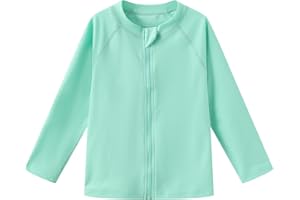 Ubestyle Baby Boys and Girls UPF 50+ Long Sleeve Zip Rash Guard Toddler Swim Shirt Top Quick Dry Sun Protection