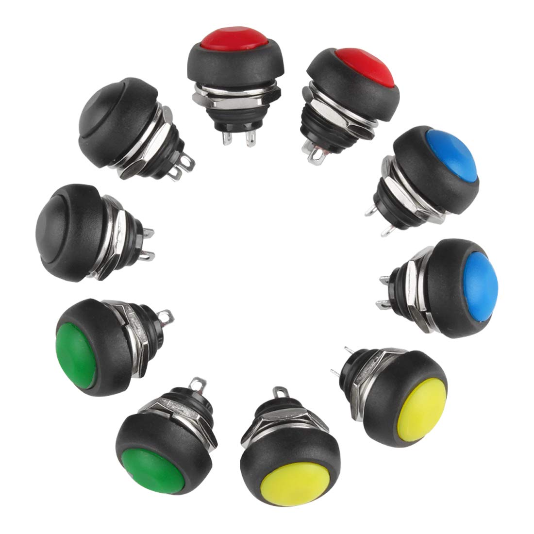 Larcele 10x 12mm Waterproof Momentary Push Button Automatic Return Button Switch ANKG-01 (5 Colors)