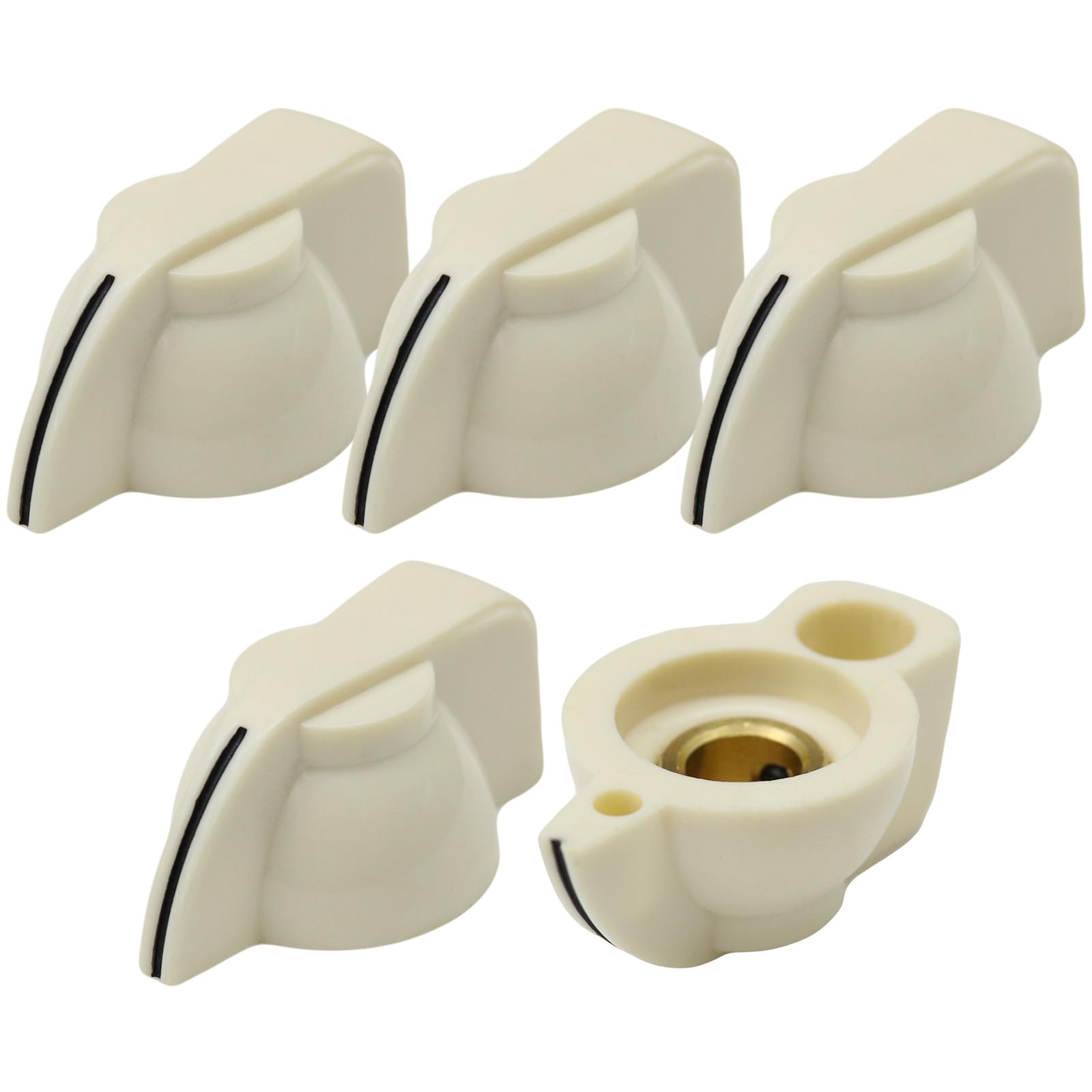 6.4mm Round Hole Small Chickenhead Guitar/Amplifier/Instrument Control Knob Pack of 5 (White (Ivory))