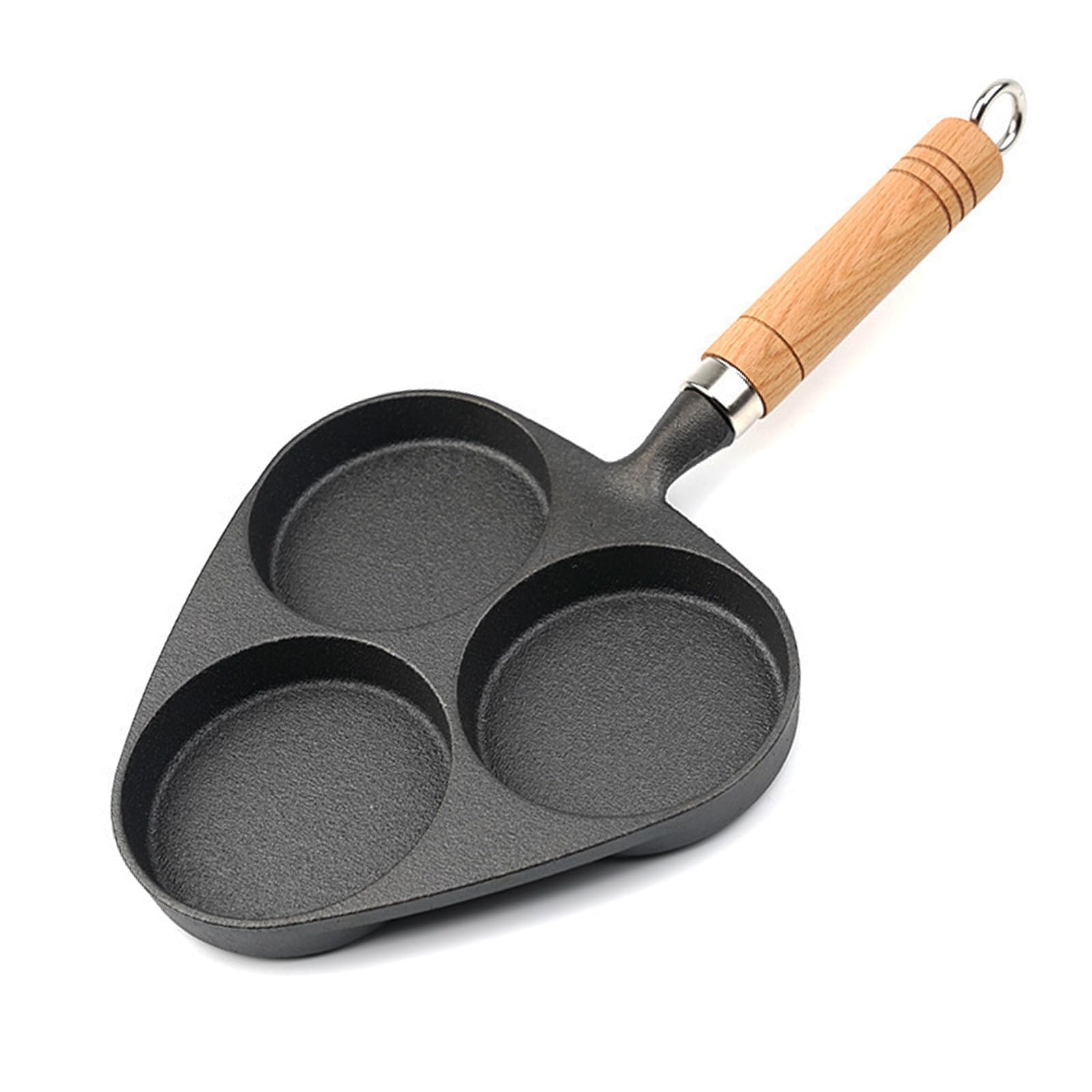 Photo 1 of JUSTUP Nonstick Frying Pan,3-Cup Cast Iron Egg Pan Divided Grill Pan with Wooden Handle,Breakfast Skillet Omelet Pan for Egg,Steak and Burgers (Black-3)