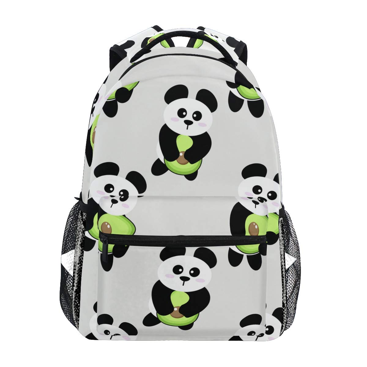 Cute Panda Avocado School Backpack for Boys Girls Kids Travel Bag Bookbag